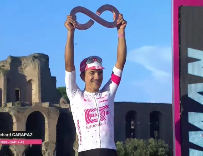Richard Carapaz celebra su podio en el Giro de Italia 2025: “Nos vamos con un tercer lugar muy bonito”