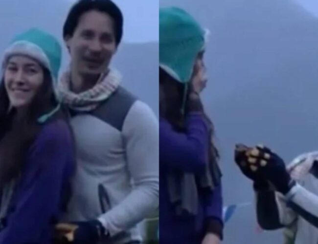 ¡Una propuesta explosiva! Volcán en erupción sorprende a una pareja en pleno compromiso matrimonial.